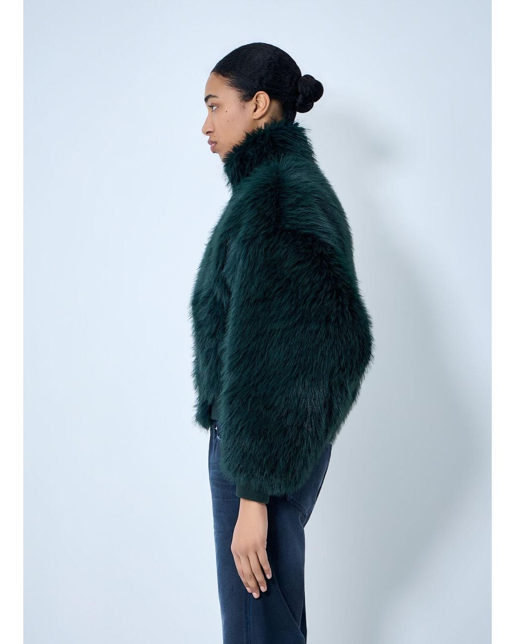 Balenciaga Blue Faux Fur Bomber Jacket