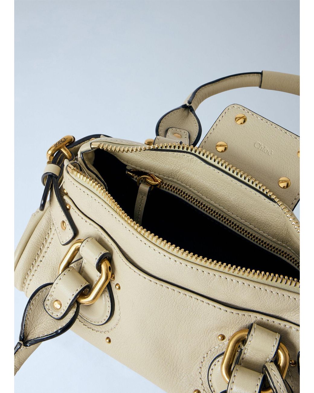 Chloé Blue Small Paddington Grained Leather Shoulder Bag