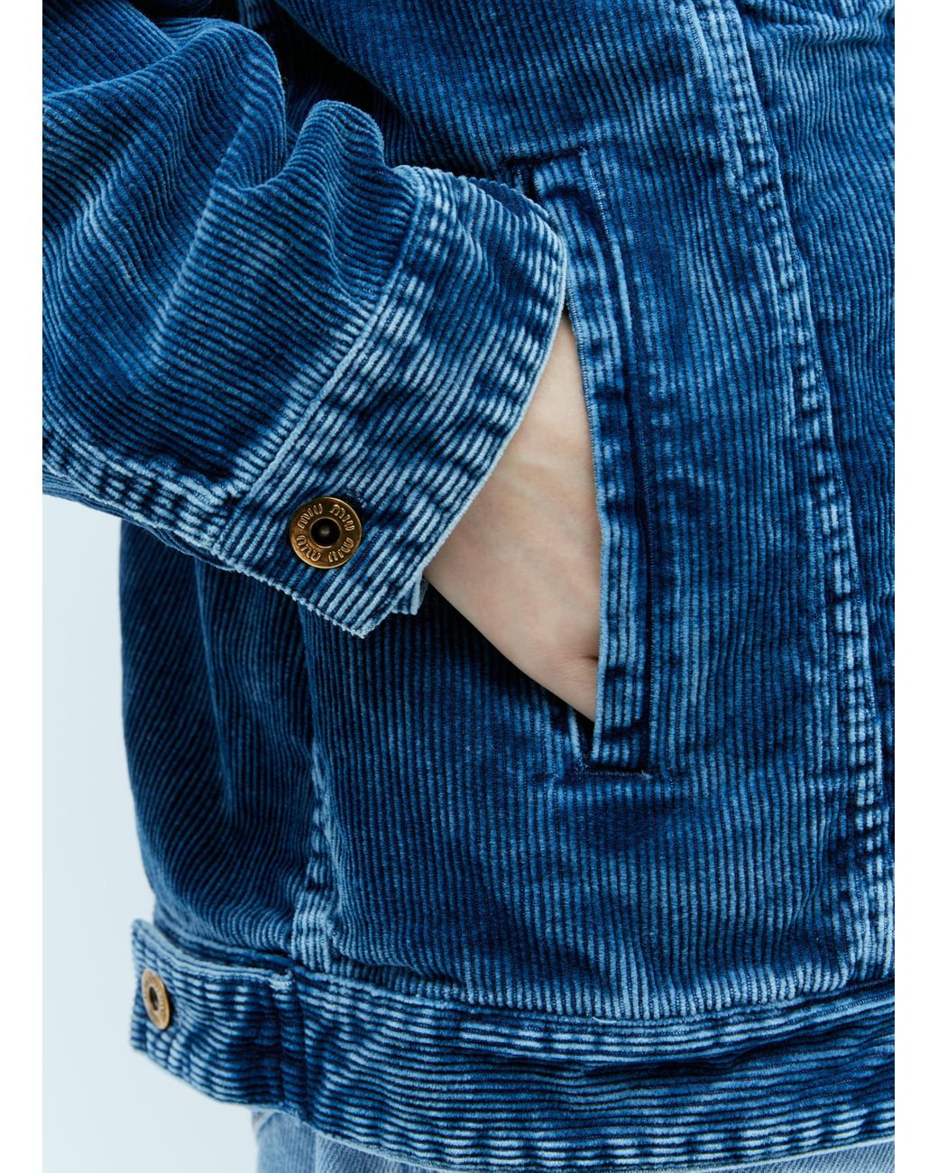 【MiuMiu】Washed velvet blouson jacket ブルゾン ジャケット miu-miu-Blue-Washed-Velvet-