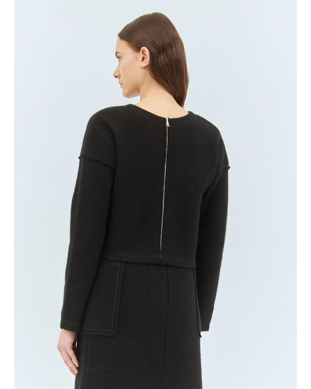 Max Mara Black Wool And Cashmere Cropped Sweater