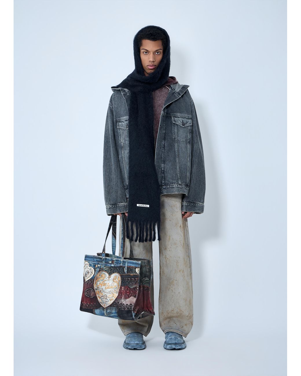 Acne Blue Hooded Denim Jacket for men