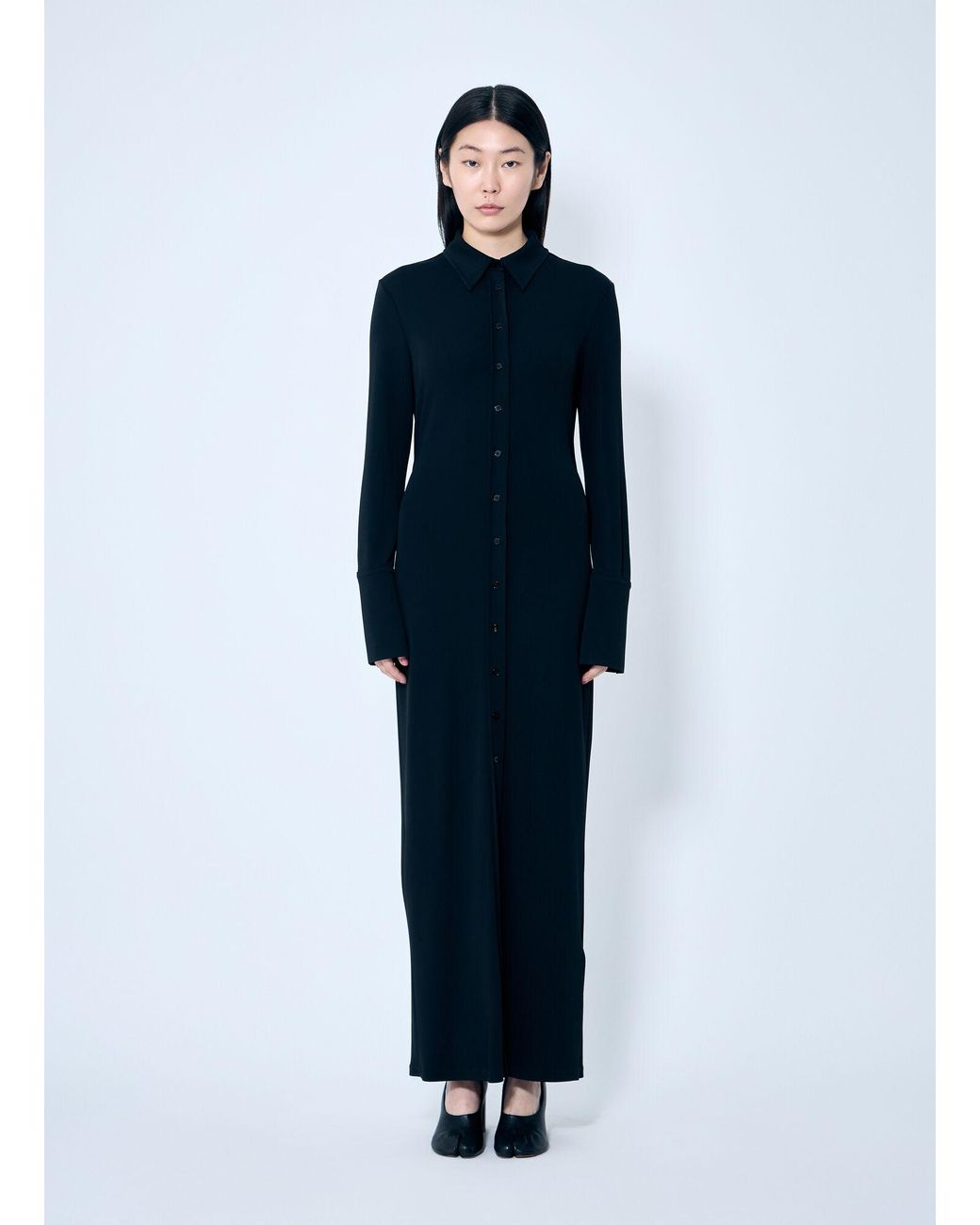 Sportmax Blue Crepe Jersey Shirt Dress