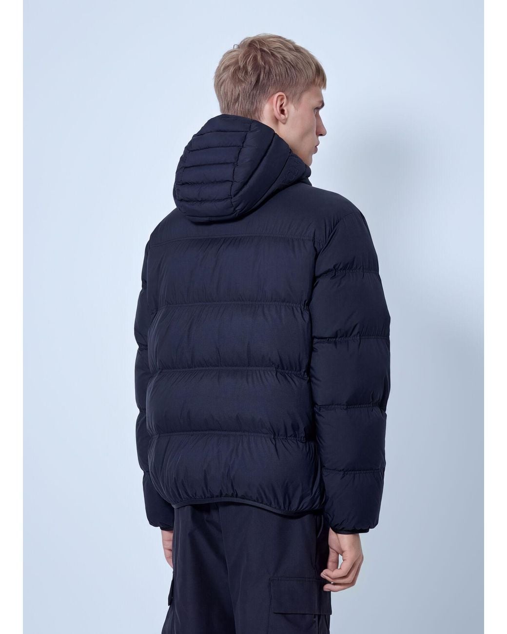 Moncler Blue Poitevin Hooded Short Down Jacket for men