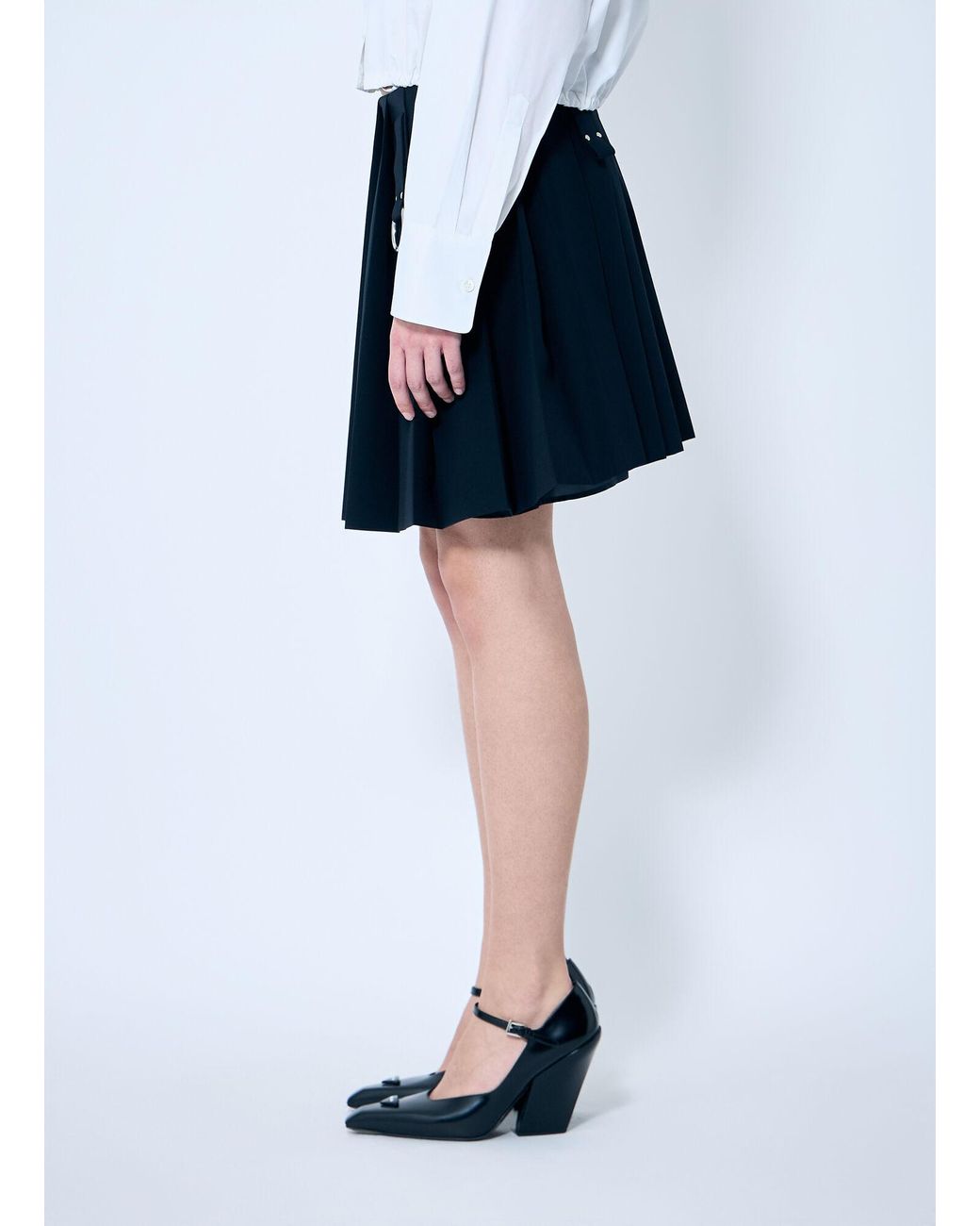 Prada Blue Pleated Wool Skirt