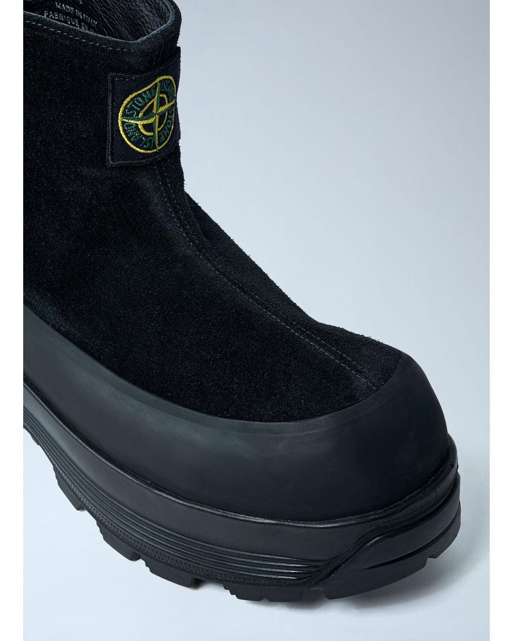 Stone Island Blue Suede Logo Patch Boots for men