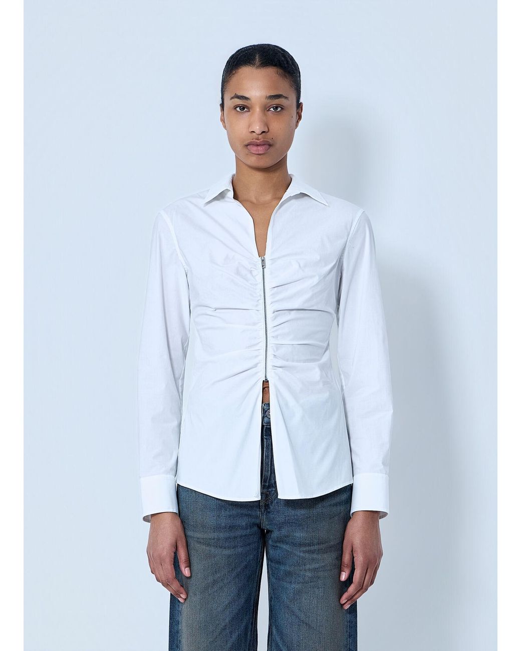 Alexander Wang White Gathered Bust Shirt