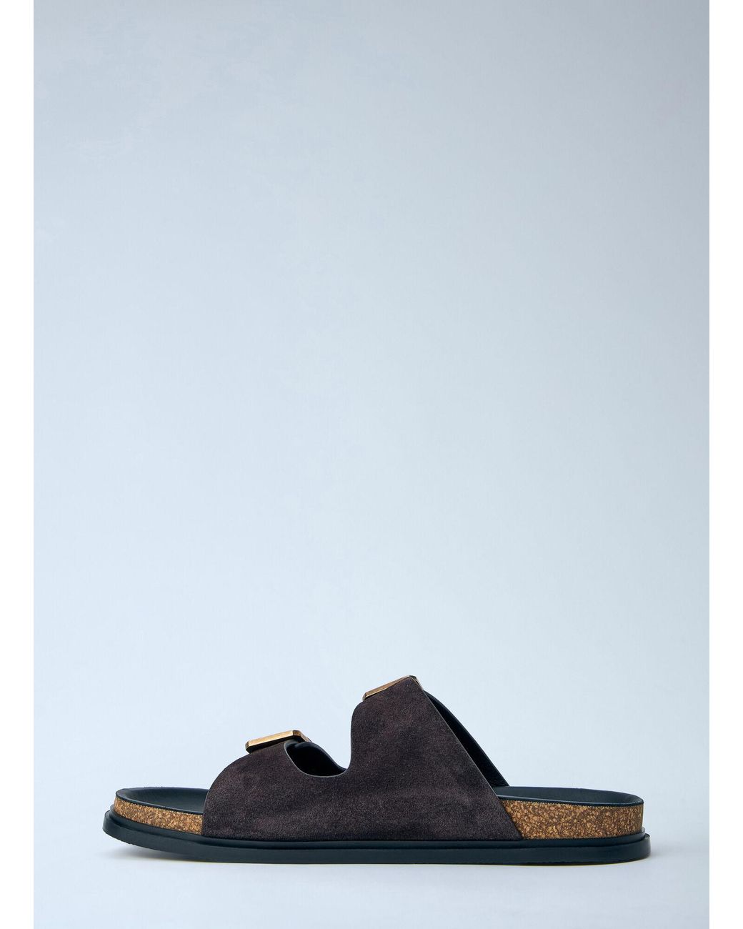 The Row Black Buckle Slides