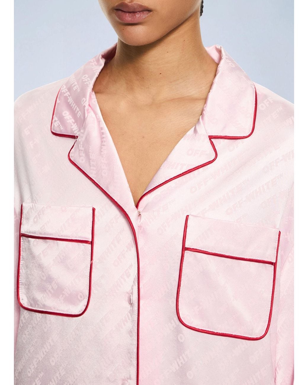 Off-White c/o Virgil Abloh Pink Jacquard Satin New Roxy Pajama Dress