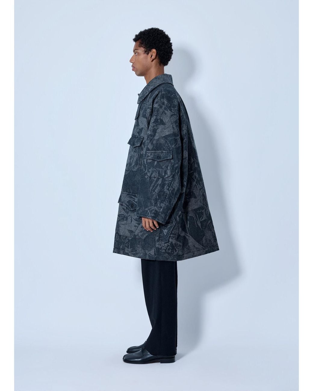 Yohji Yamamoto Blue Scrap Printed Coat for men