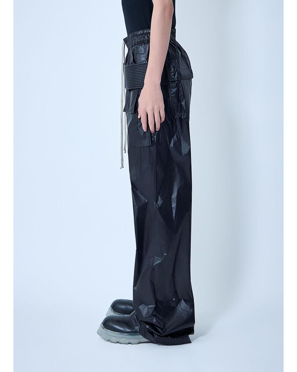 Rick Owens Blue Drkshdw Creatch Wide Cargo Drawstring Pants for men