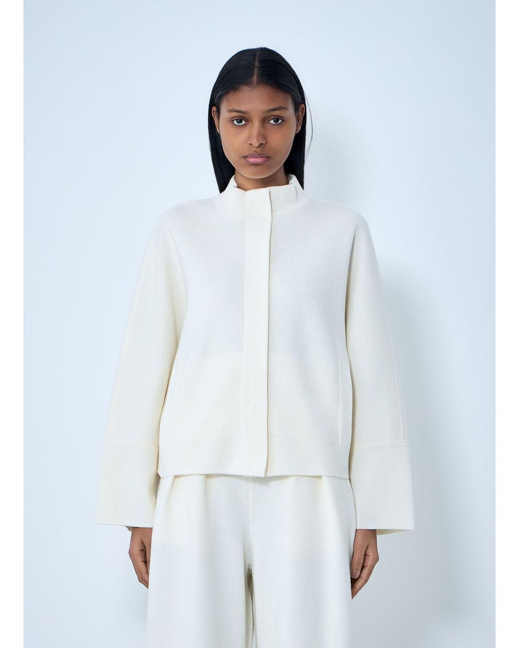 Max Mara White Structured Wool-Blend Jacket
