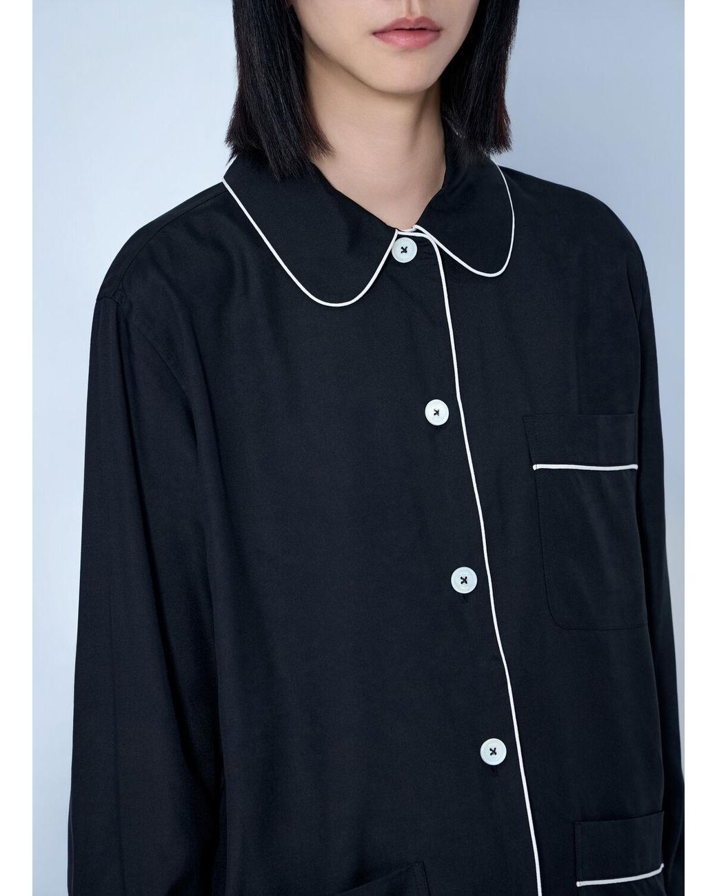 Totême Blue Piped Pj Top