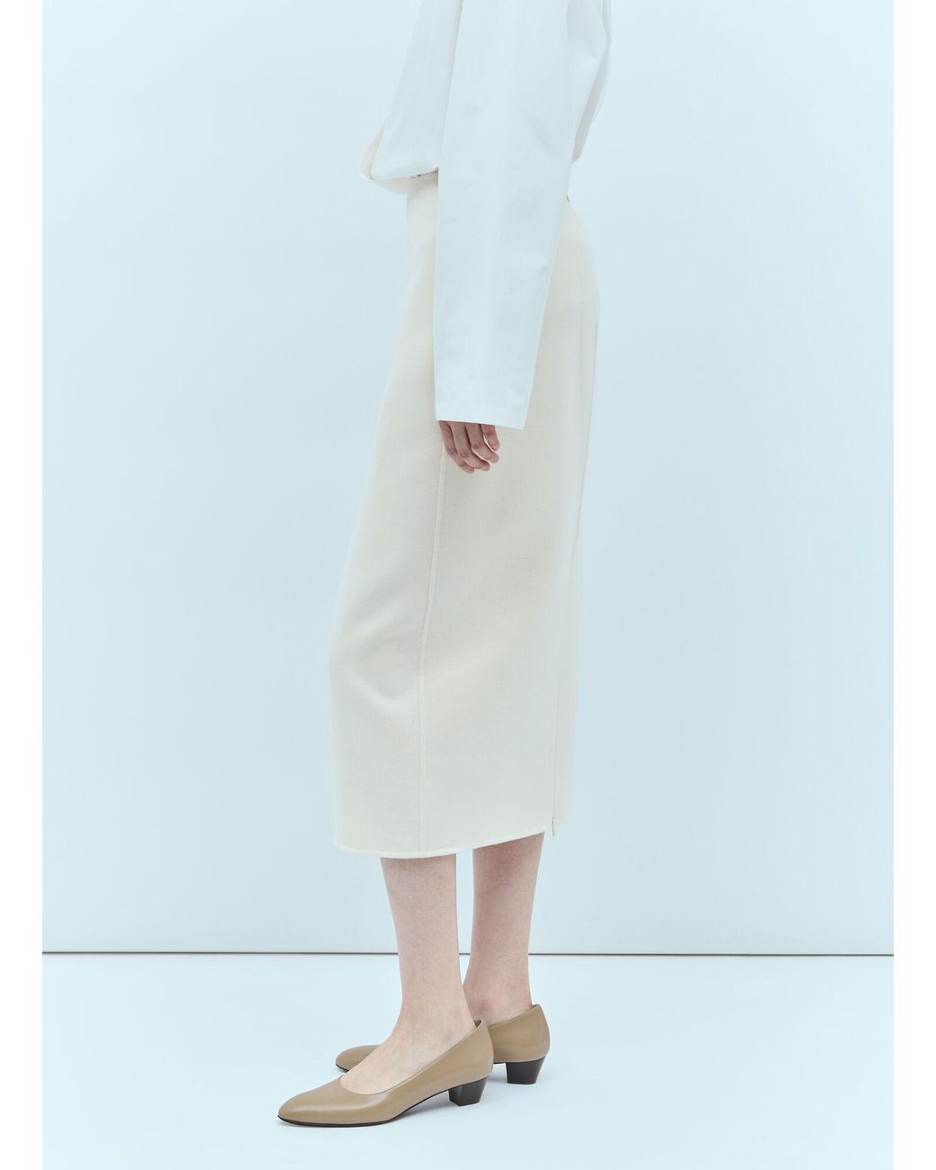The Row Blue High Waist Bartellette Midi Skirt