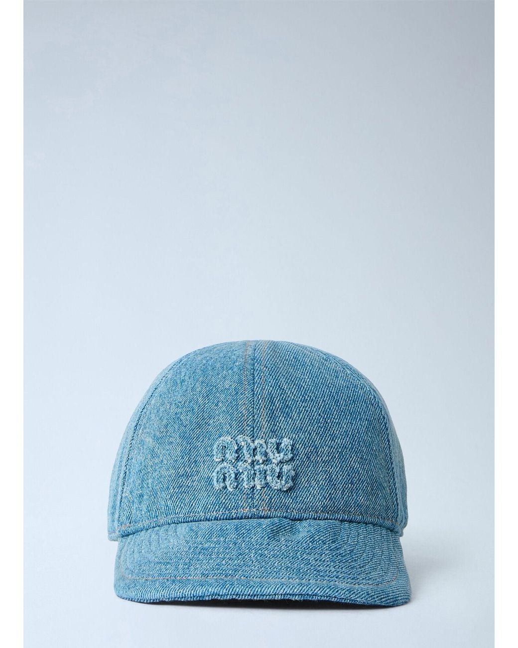 Miu Miu Blue Denim Washed Baseball Cap