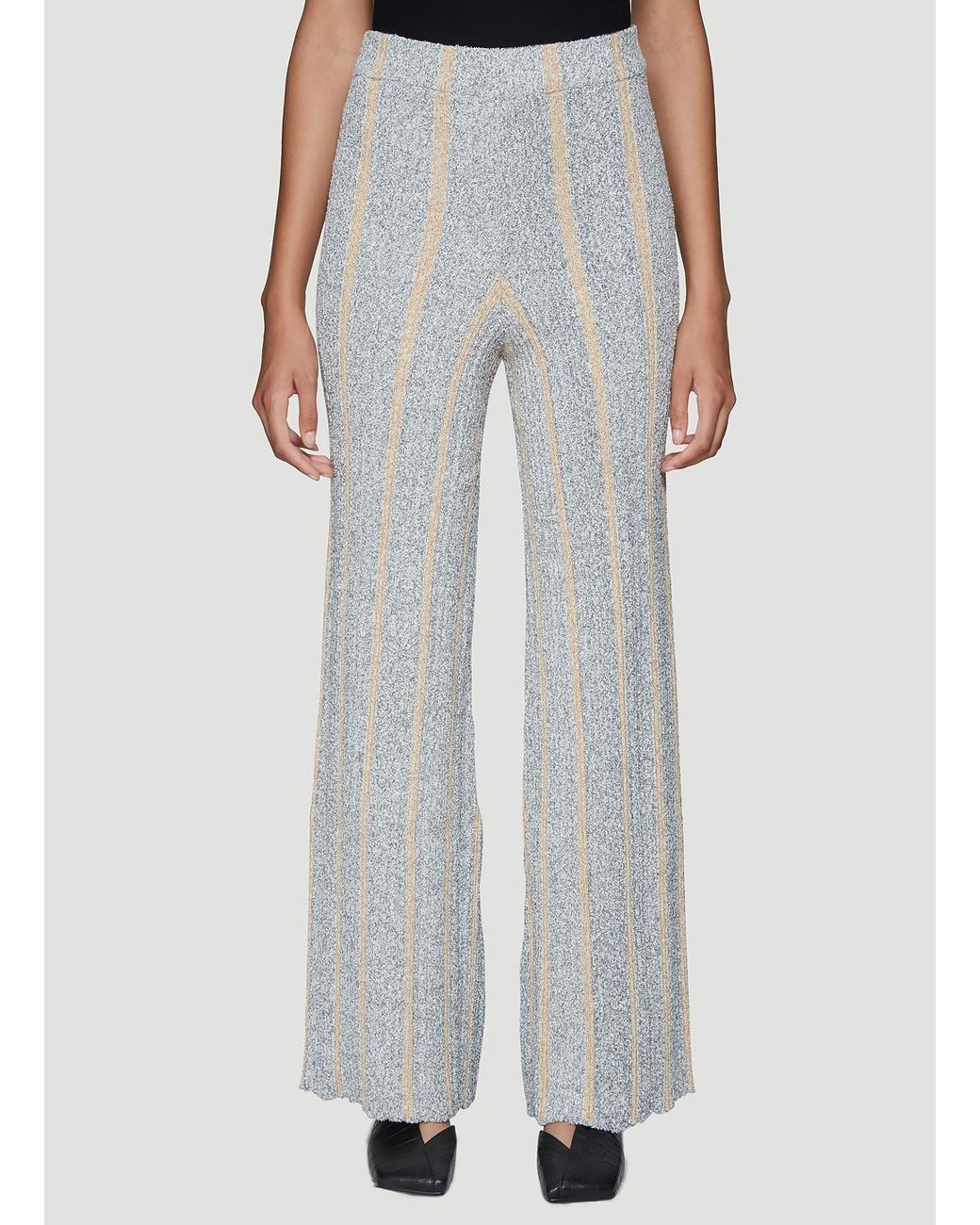 Jil Sander Wool Ribbed Knitted Pants In Grey in Gray - Lyst