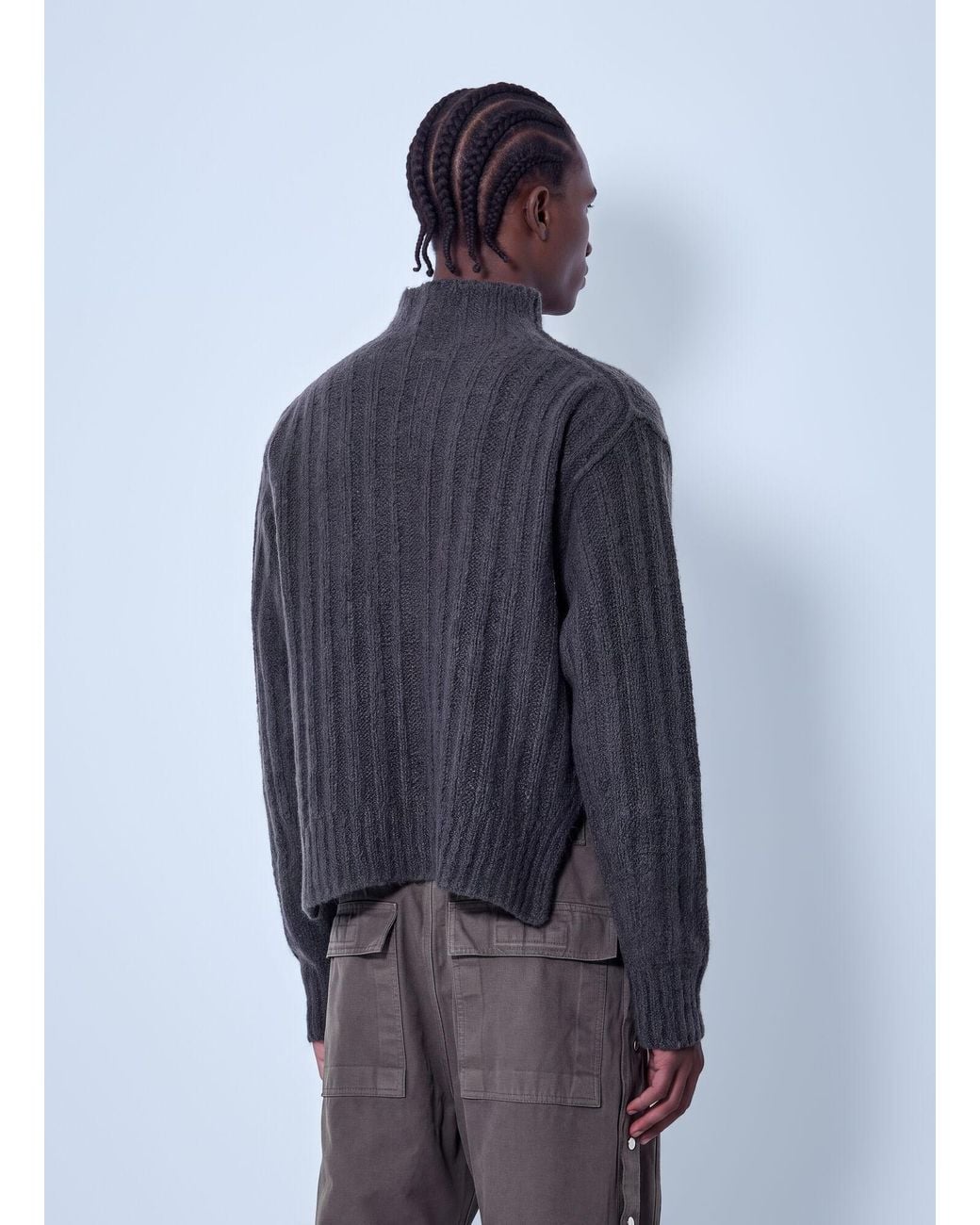 Rick Owens Blue Turtle Neck Knit Jumper for men