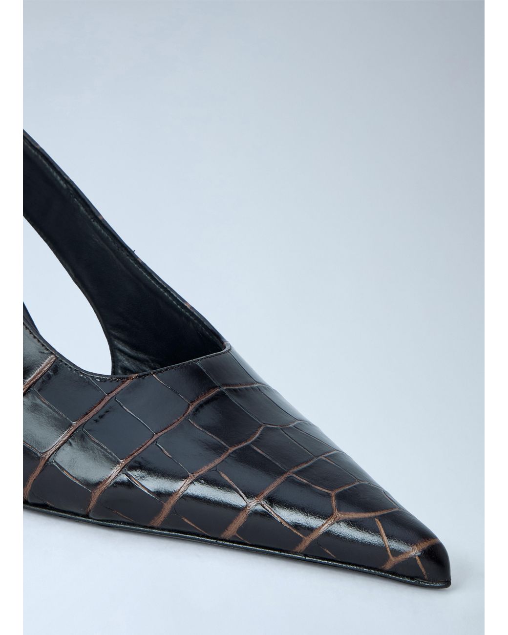 Totême Black Classic Croco-Embossed Slingbacks