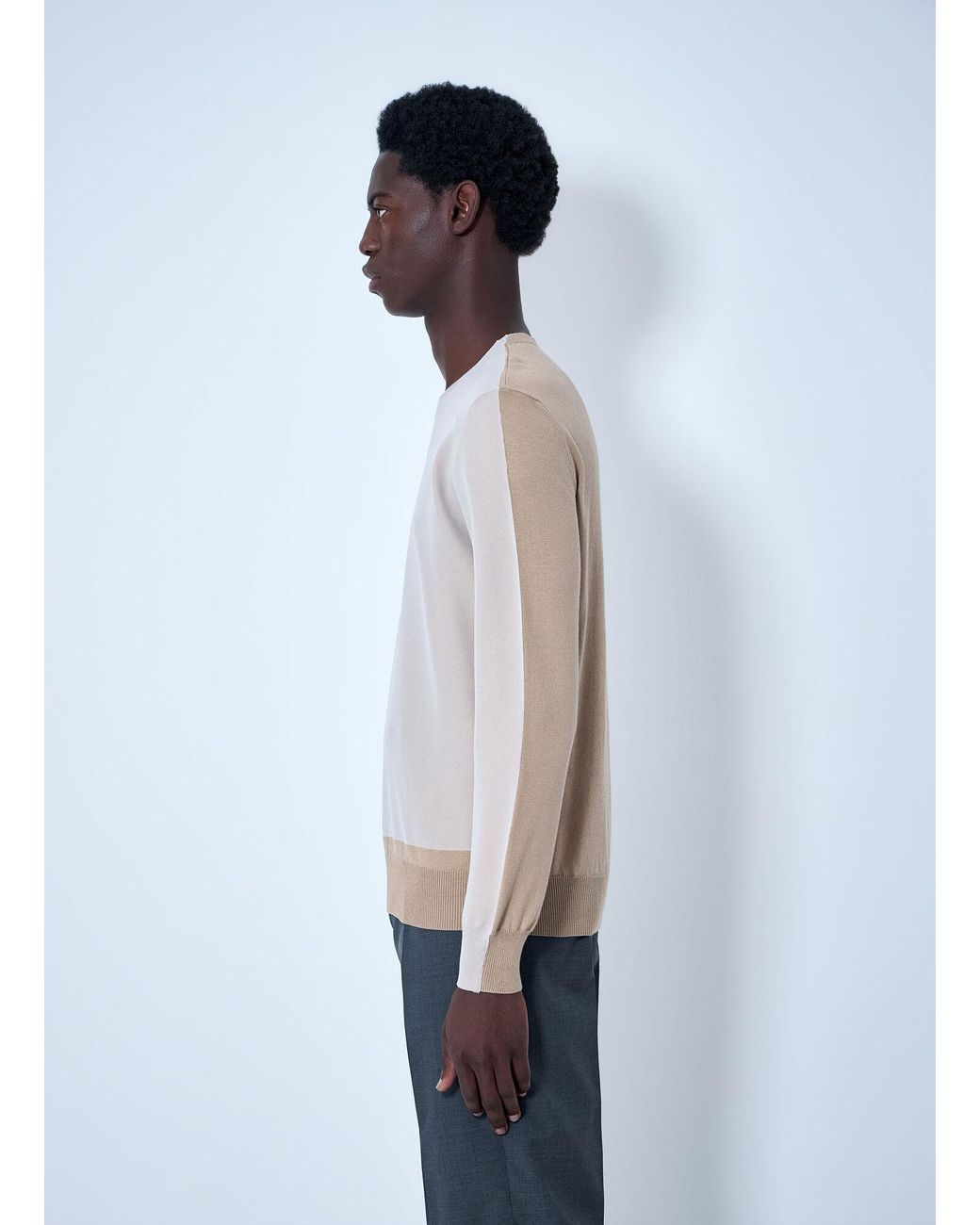 MM6 by Maison Margiela Gray Fine Knit Crewneck Sweater for men