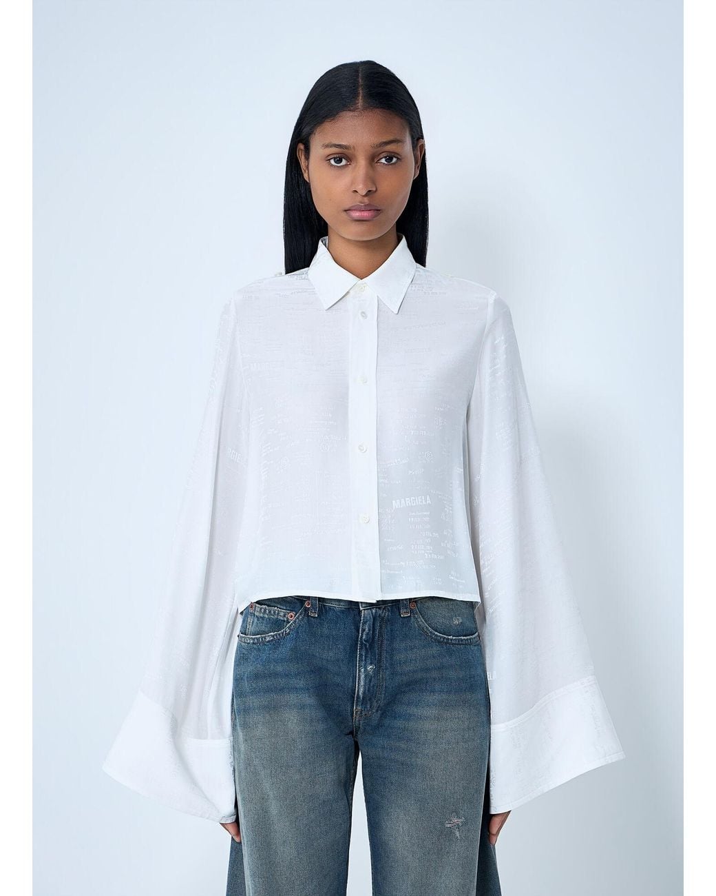 MM6 by Maison Margiela White Button-Down Shirt With Long Flared Sleeves