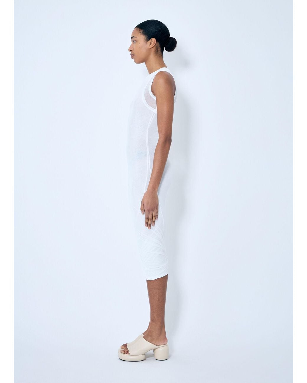 Jil Sander White Layered Midi Dress