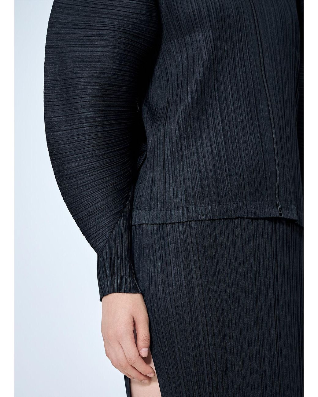 Pleats Please Issey Miyake Blue Pleated Zip-Up Top