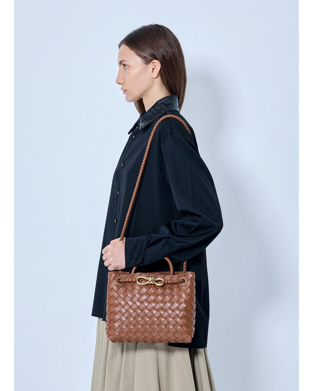 Bottega Veneta Brown Small Andiamo Handbag