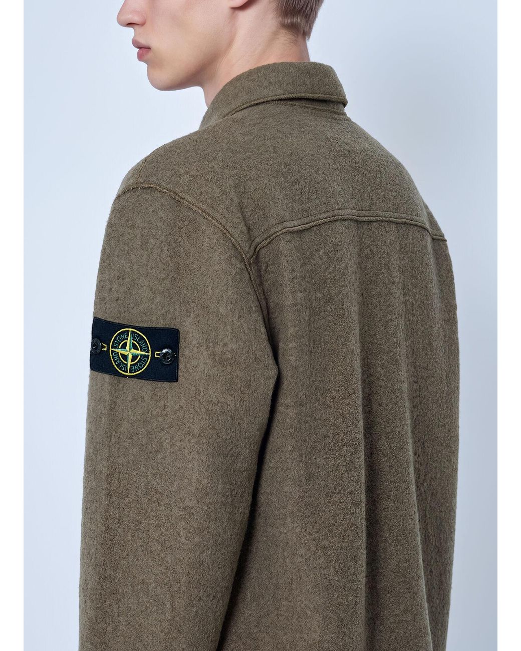 Stone Island Gray Wool Shirt Jacket for men
