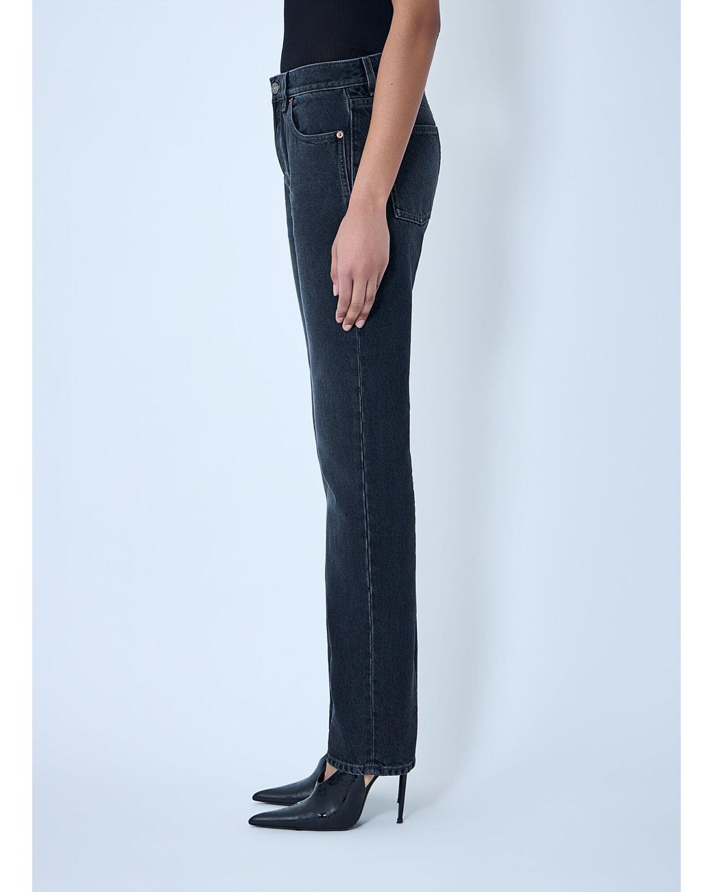 Saint Laurent Blue Straight High Rise Jeans