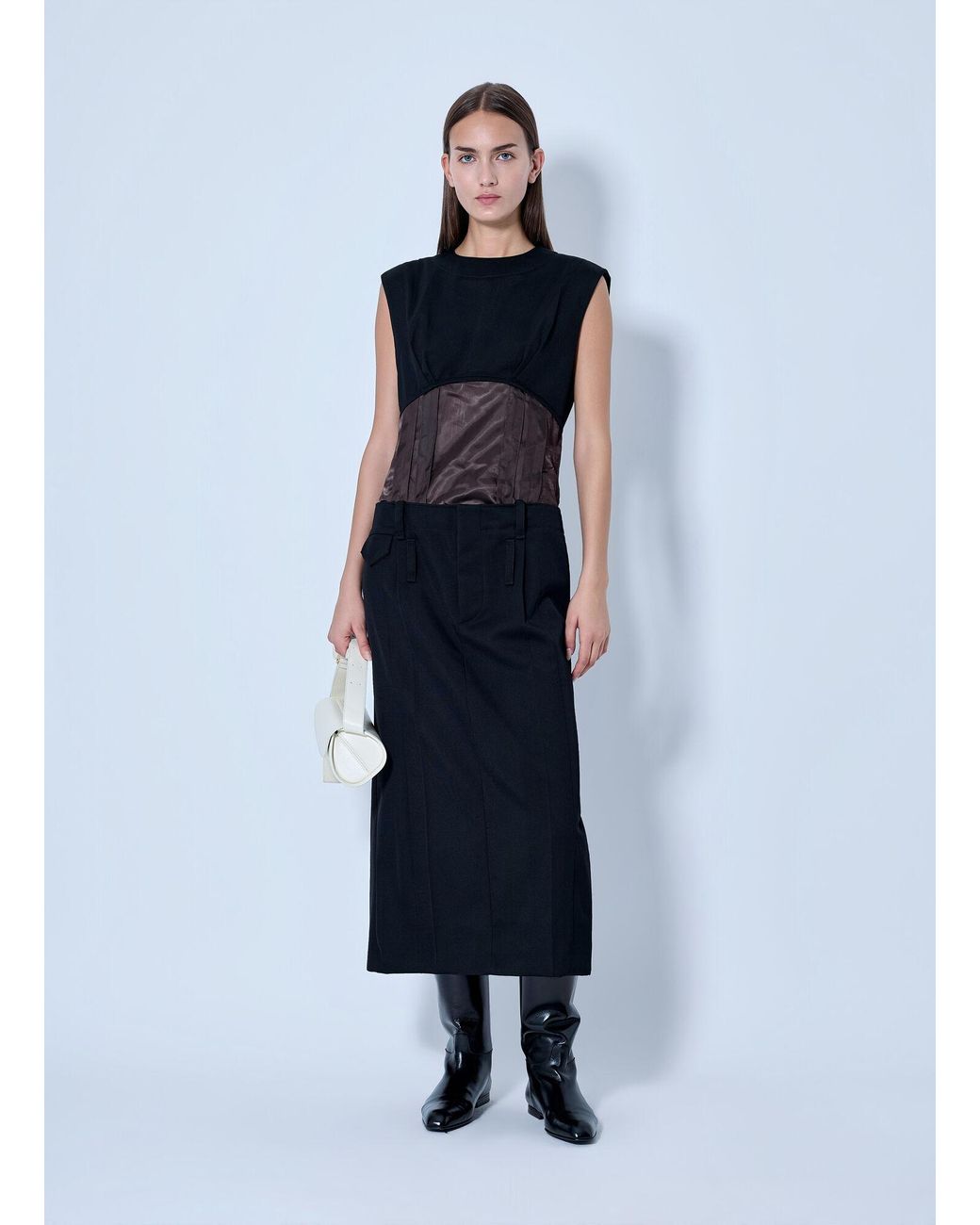 Marni Blue Sleeveless Dress With Contrast Waist Panel