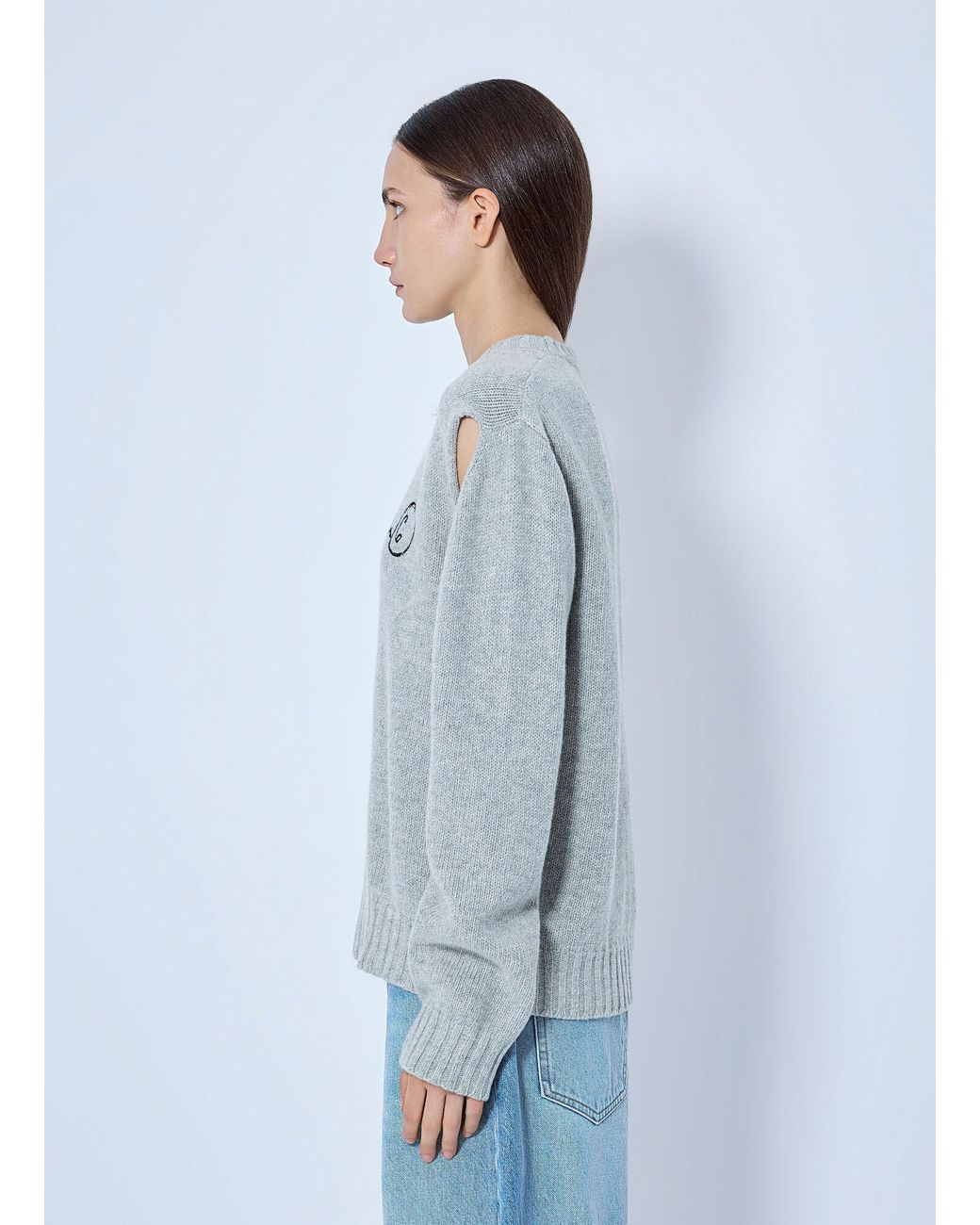 MM6 by Maison Margiela Blue Intarsia Logo Knit Sweater