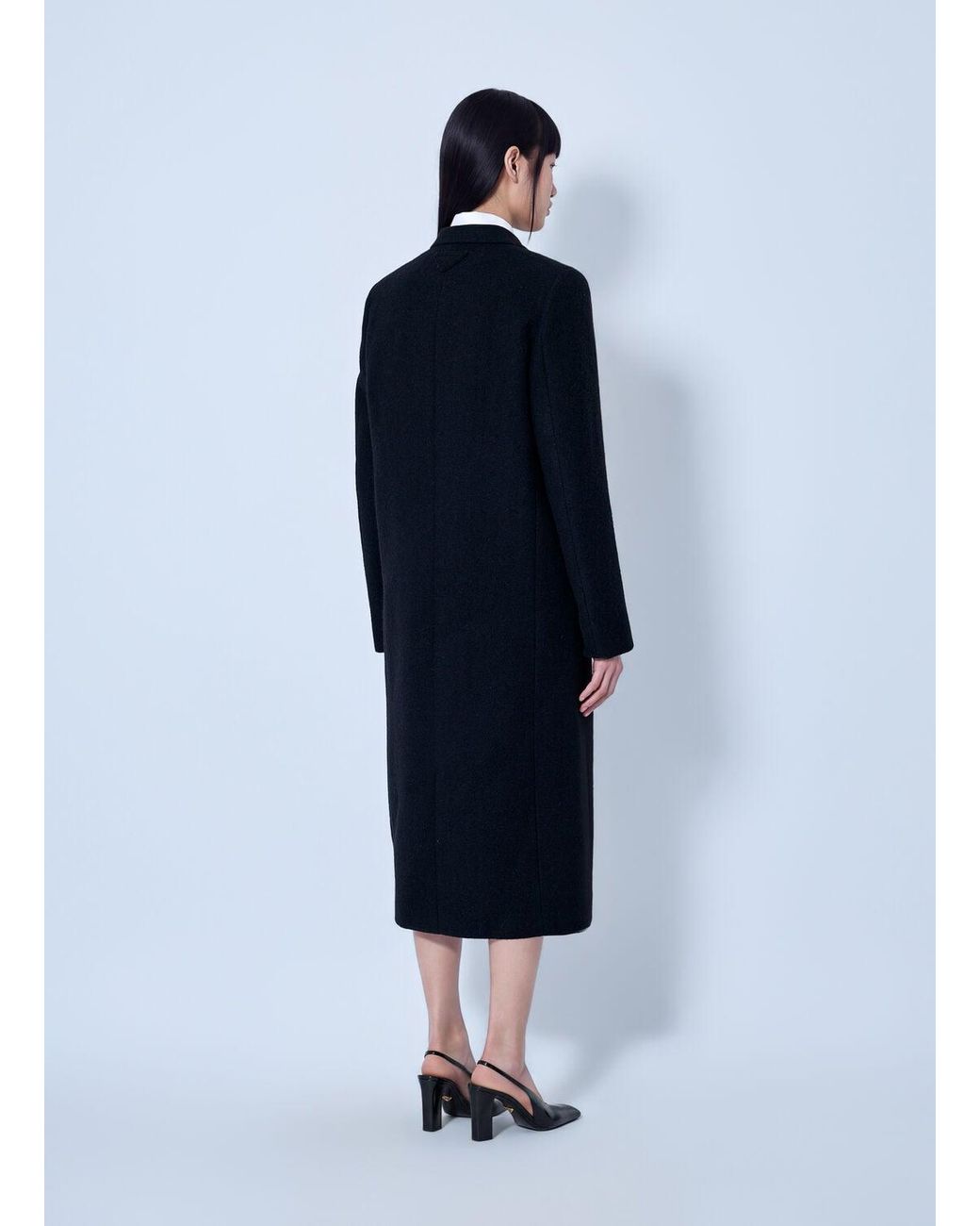 Prada Blue Single-Breasted Wool Coat