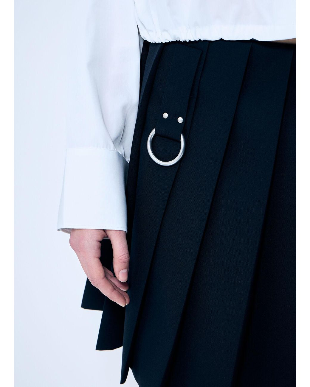 Prada Blue Pleated Wool Skirt