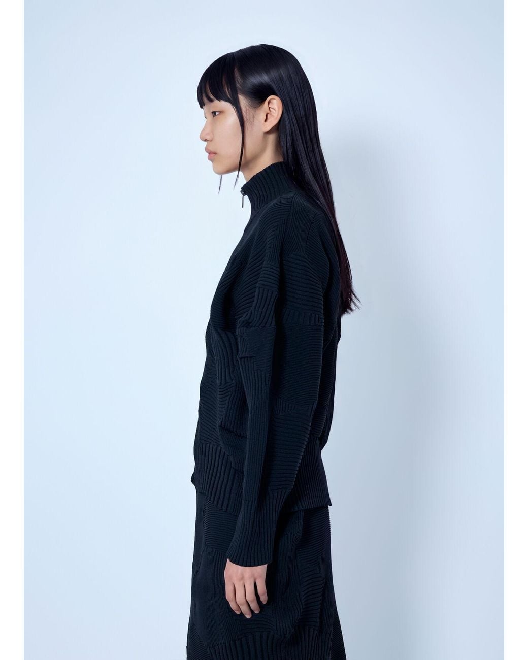 Issey Miyake Blue Kone Kone Ribbed Knitted Jacket