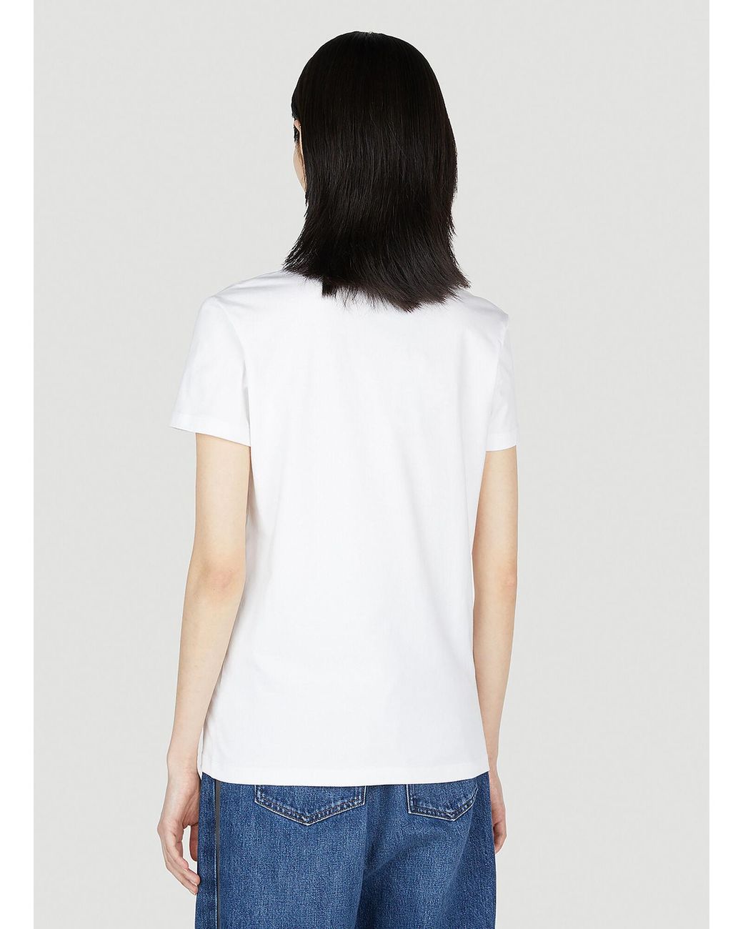 Miu Miu Embellished Logo T-shirt in White | Lyst