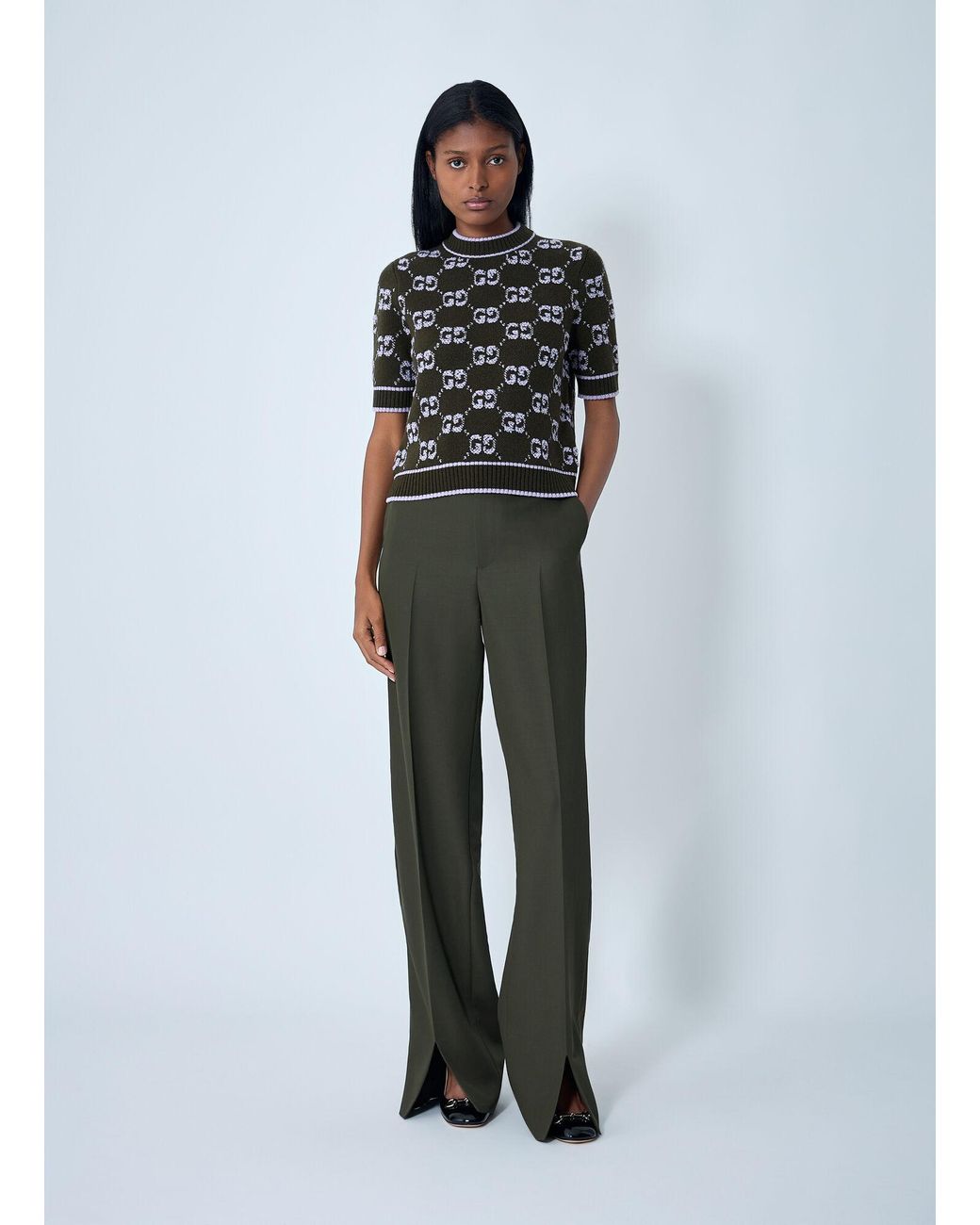 Gucci Green Tailored Wool Pants