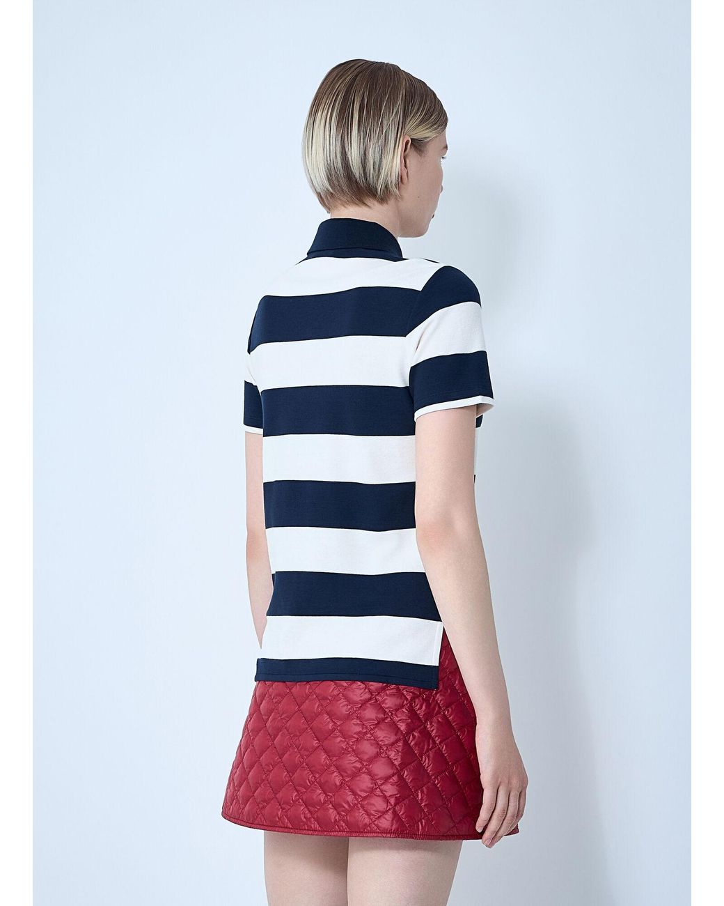 Moncler White Striped Polo Shirt