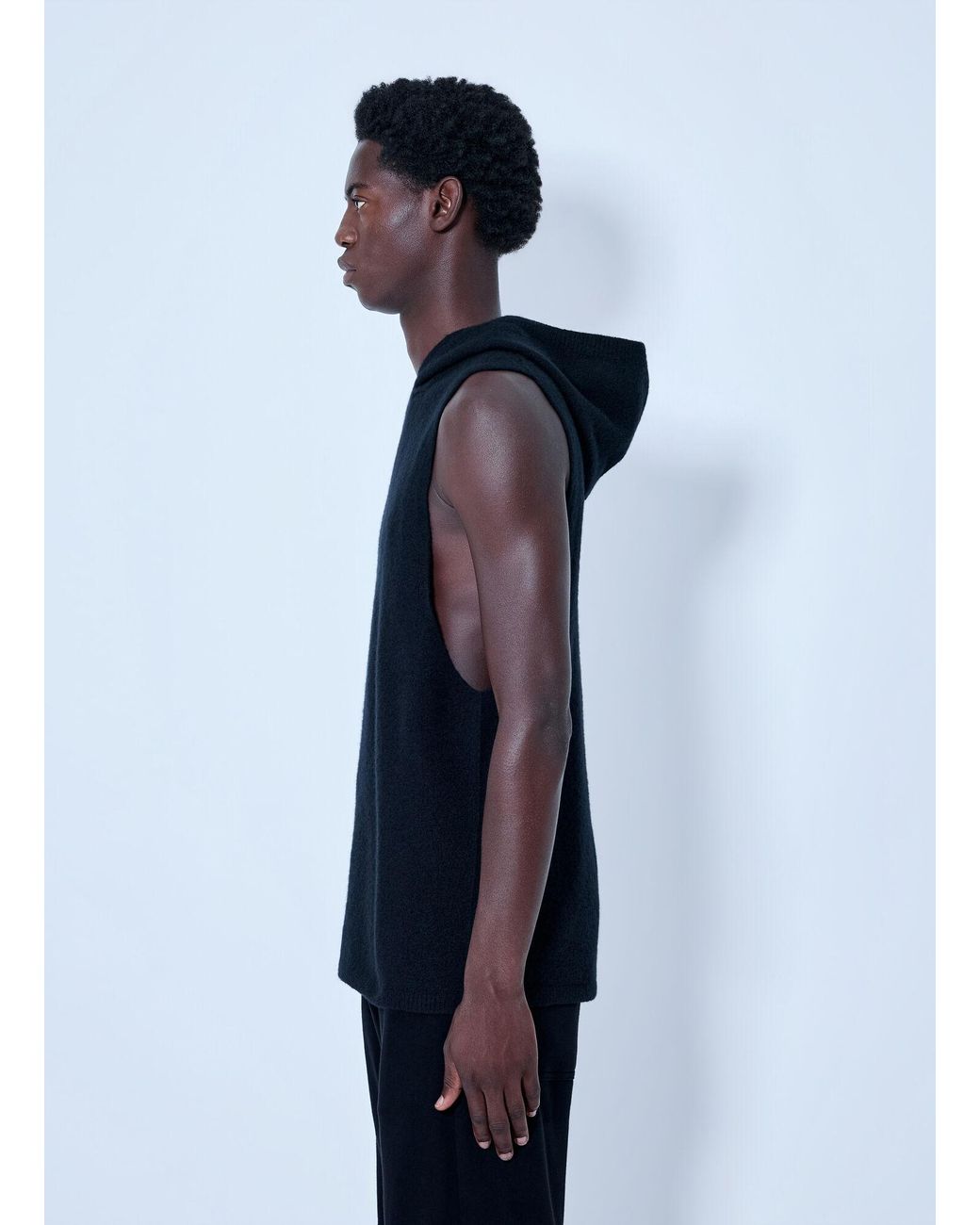 Rick Owens Blue Hooded Tank Top for men