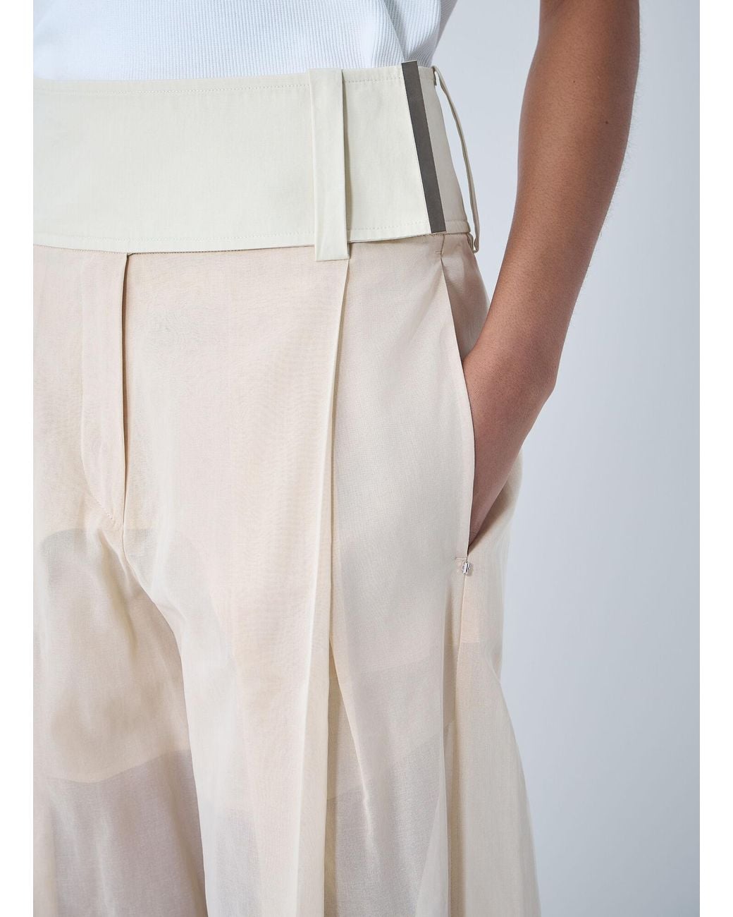 Sportmax White High Waist Wide-Leg Trousers