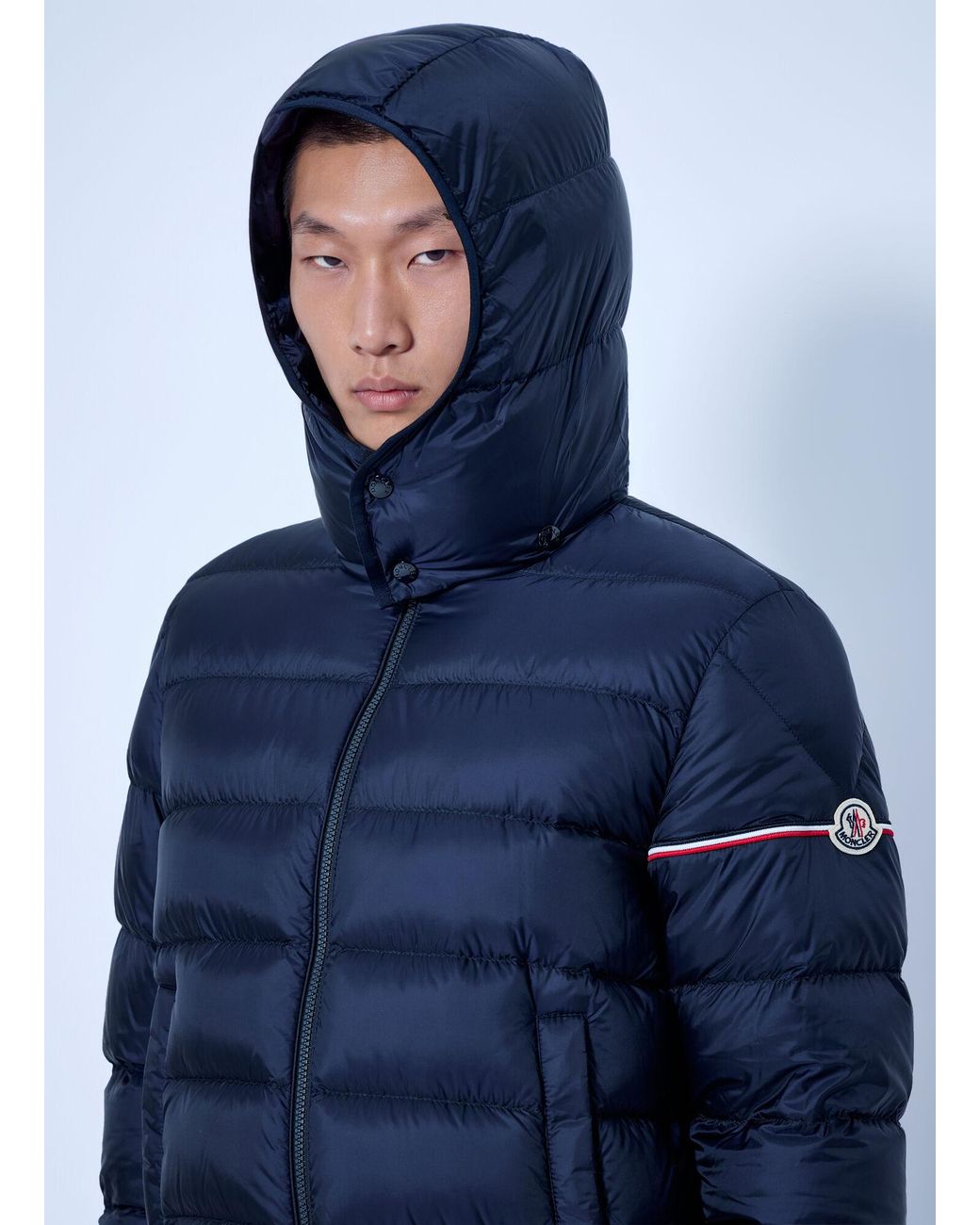 Moncler Blue Ravenlock Hooded Short Down Jacket for men