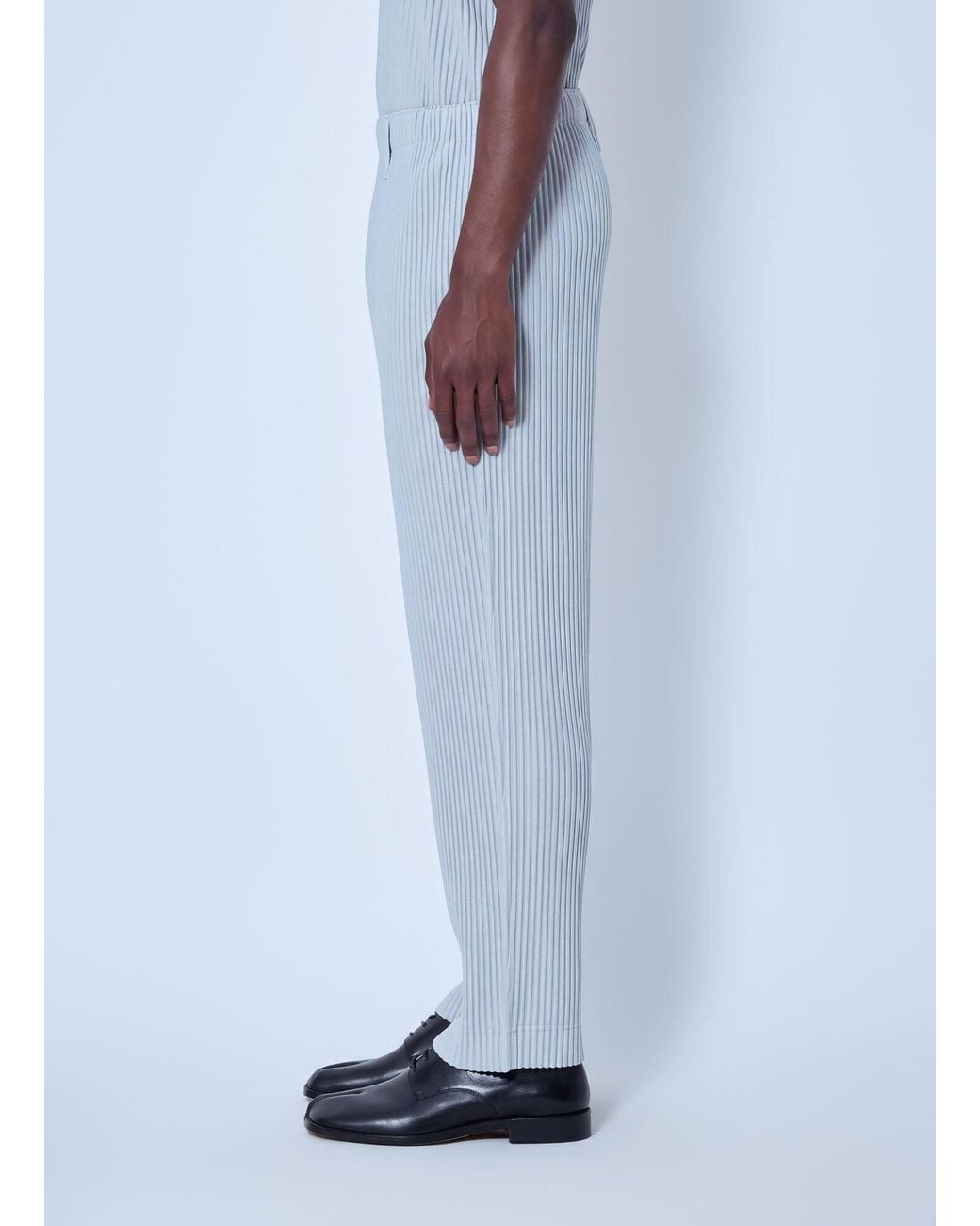 Homme Plissé Issey Miyake Blue Pleated Cropped Pants for men