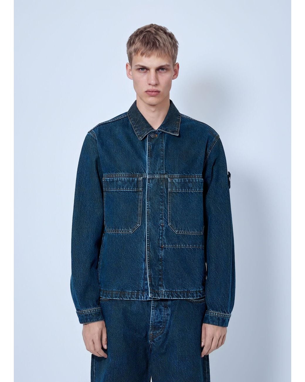 Stone Island Blue Denim Jacket for men