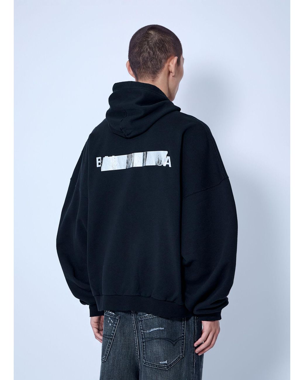 Balenciaga Blue Large Zip-Up Hoodie for men
