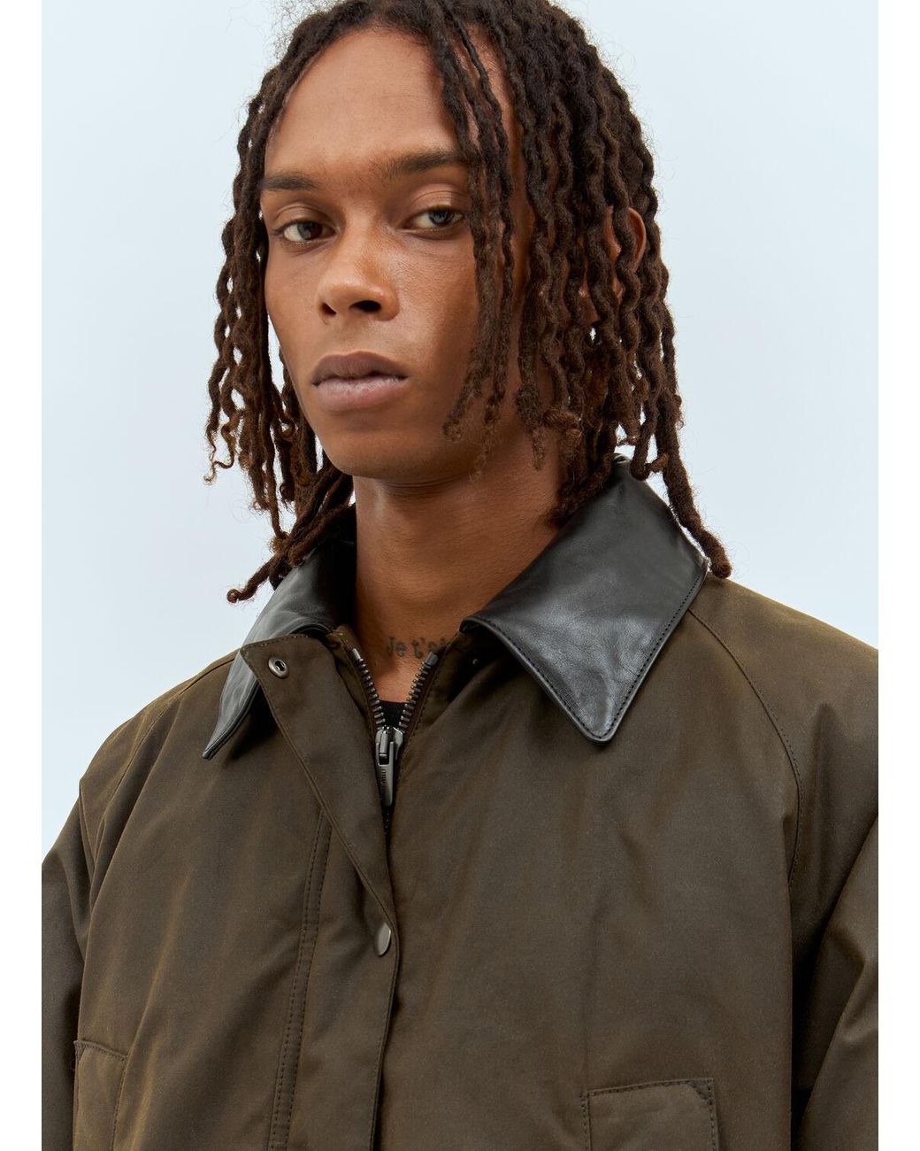 Miu Miu Waxed Canvas Blouson Jacket in Brown for Men | Lyst