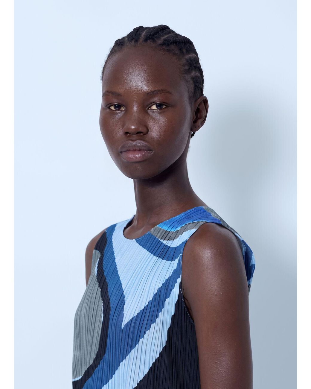 Pleats Please Issey Miyake Blue Roll Pleated Midi Dress