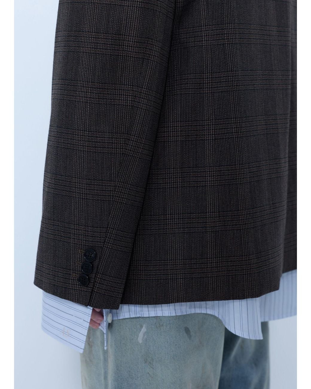 Acne Black Checked Wool Blazer