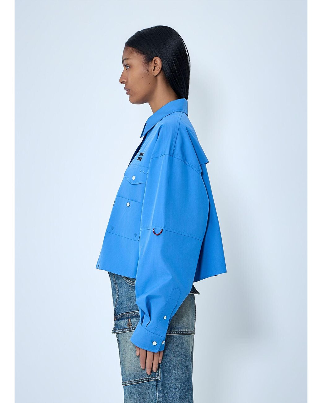 Miu Miu Blue Cropped Utility Shirt