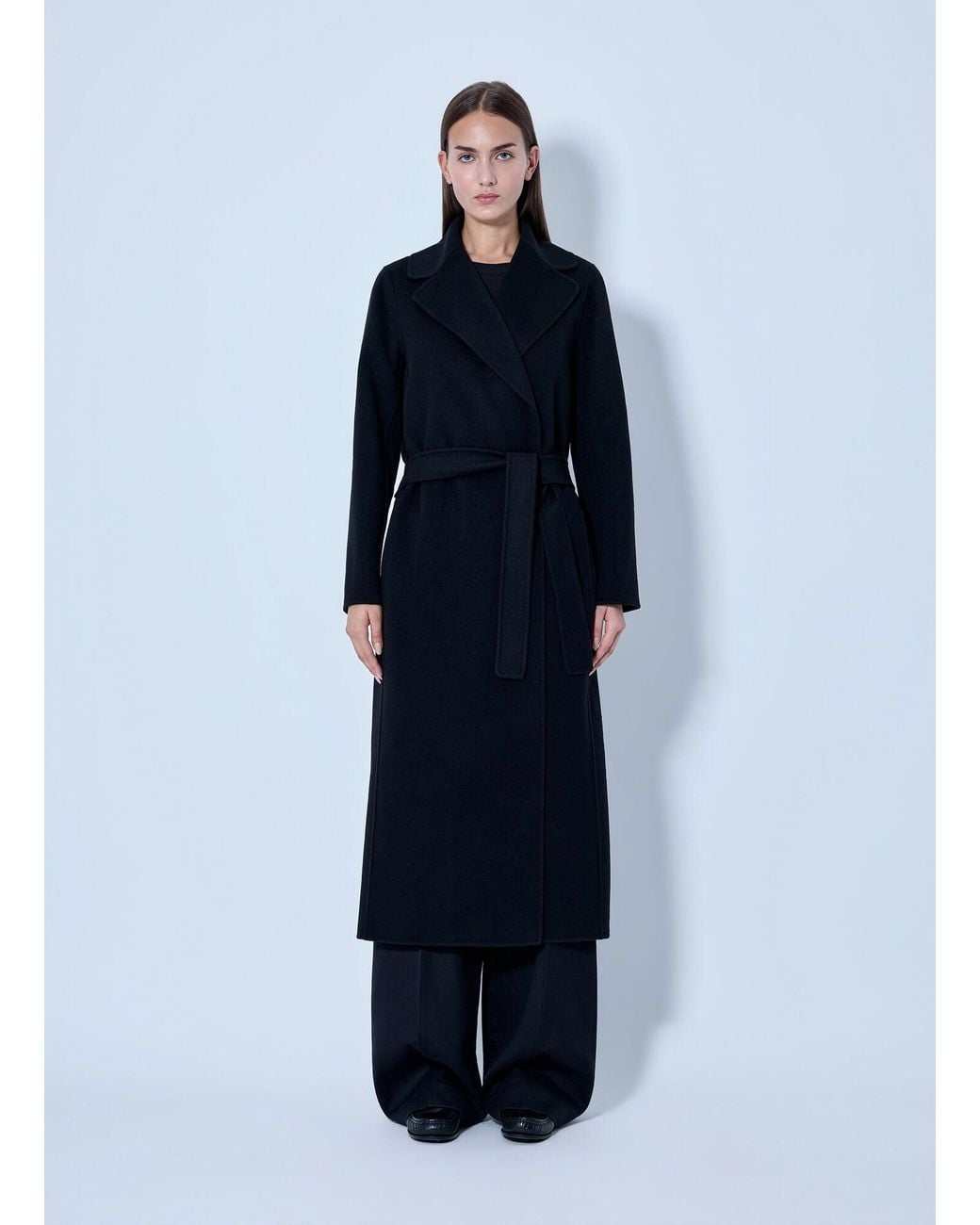 Max Mara Blue Belted Wool Coat