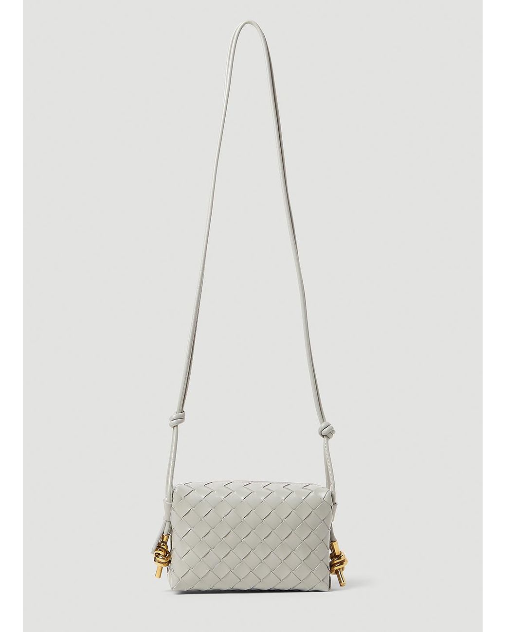 Loop Intrecciato Mini Shoulder Bag in Grey Bottega Veneta