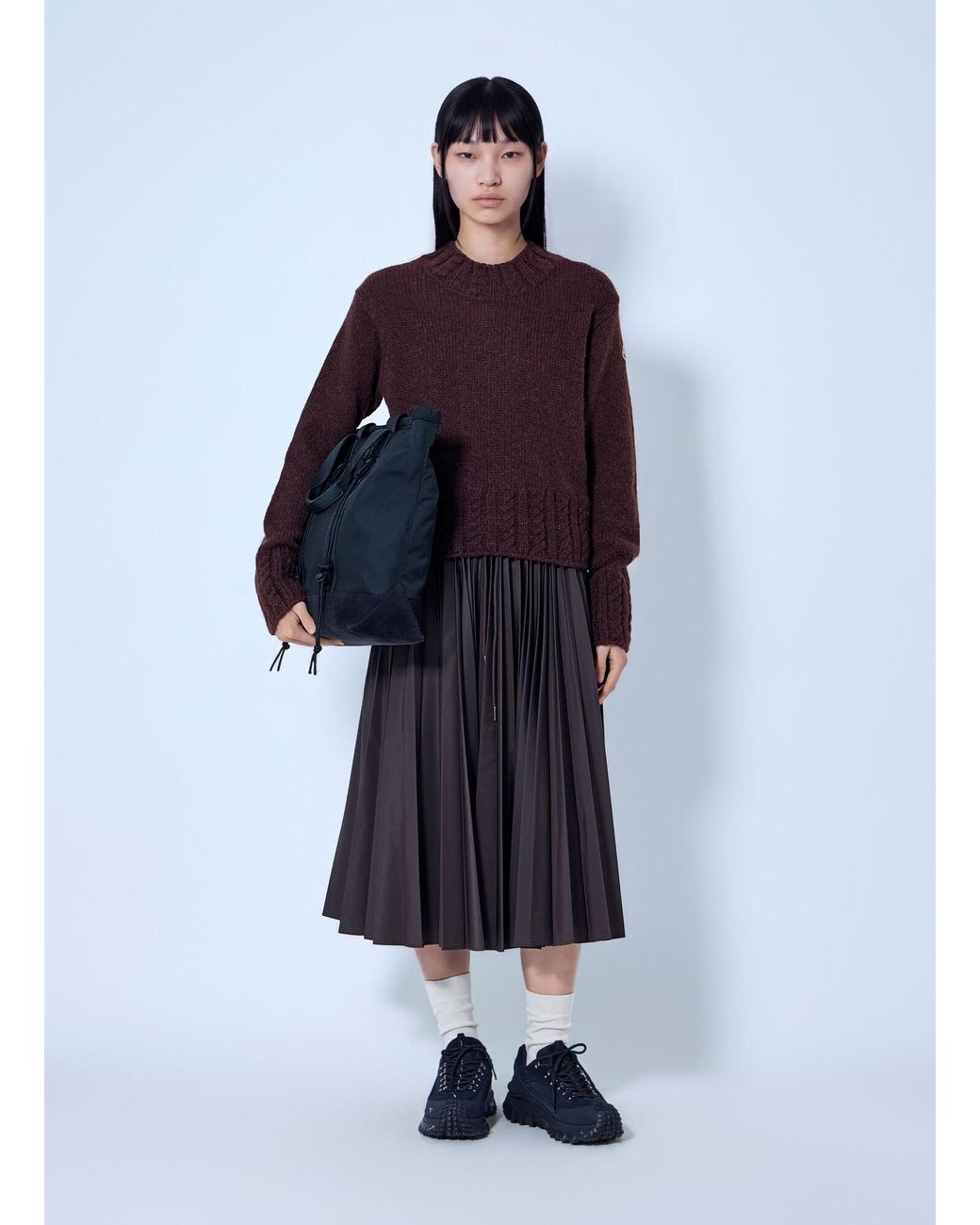 Moncler Blue Pleated Midi Skirt