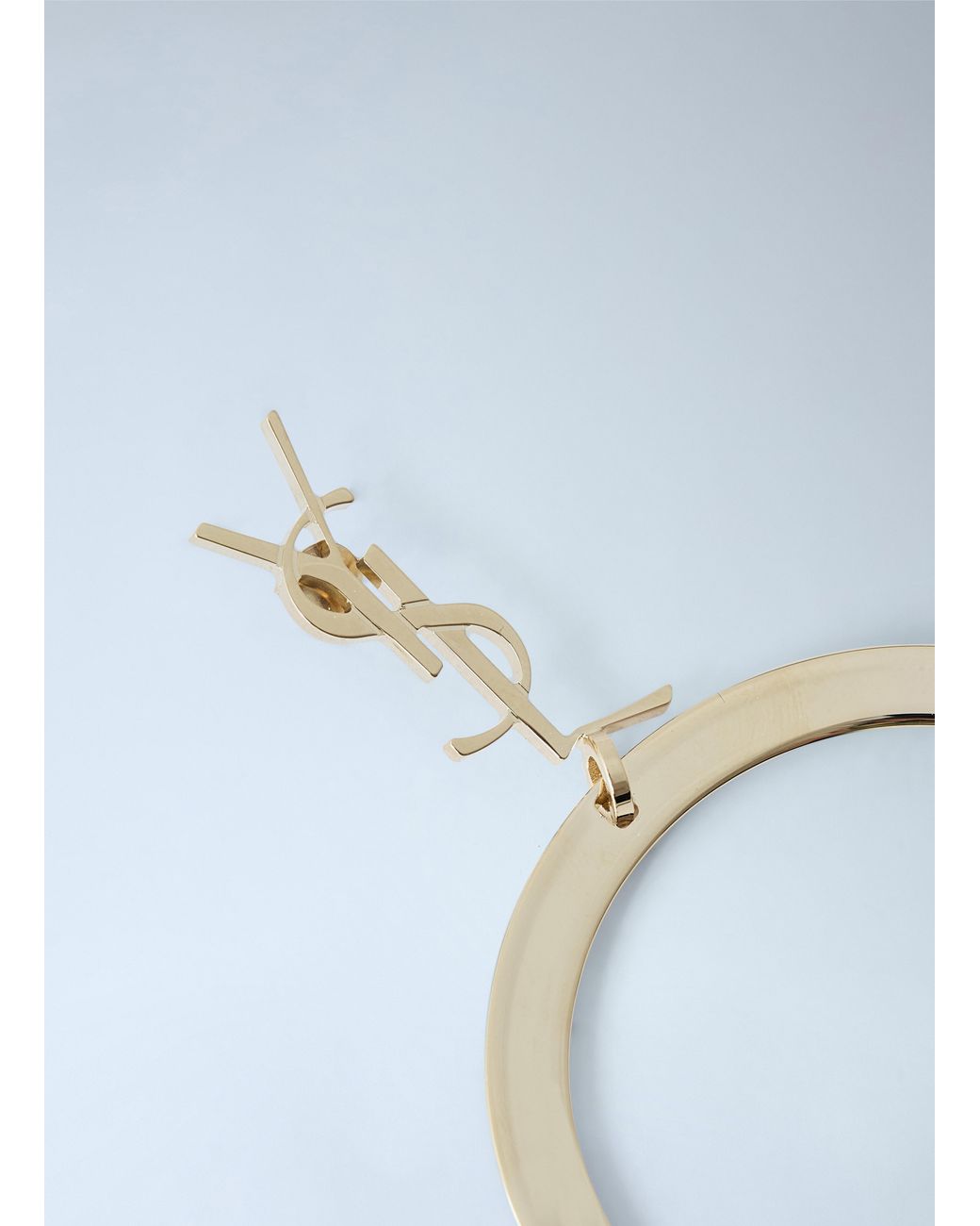 Saint Laurent Black Cassandre Pendant Hoop Earrings